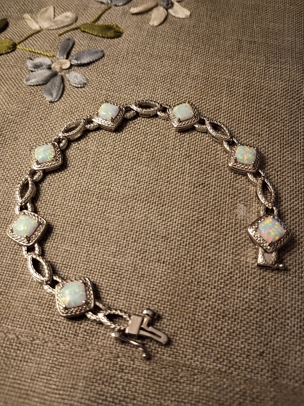 Sterling Silver Opal Tennis Bracelet - White Opal